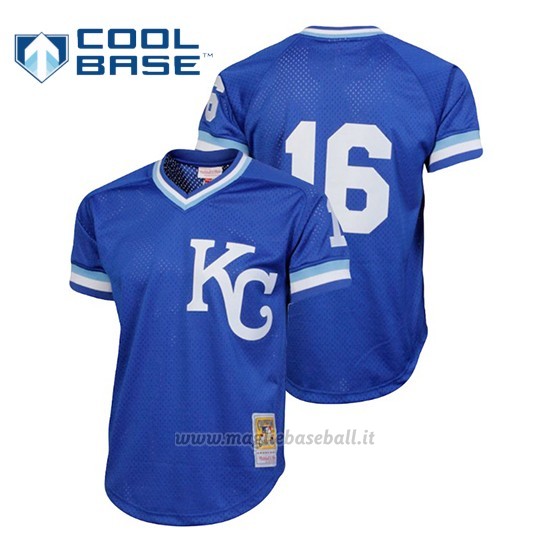 Maglia Baseball Uomo Kansas City Royals Bo Jackson Cooperstown Collezione Mesh Batting Practice Azul